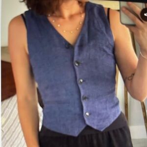 Banana Republic Blue Vest, herringbone size 6 NWT